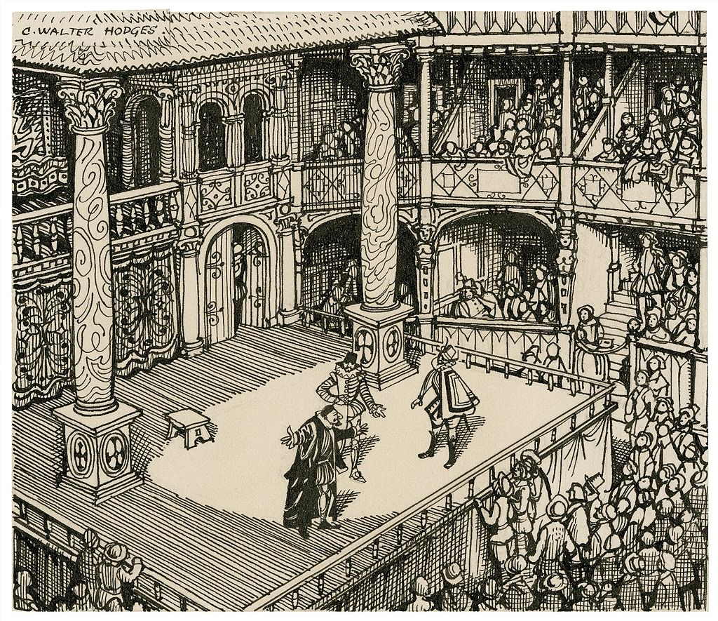 A temporary stage erected in a London amphitheatre