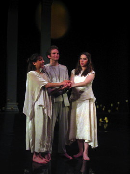 Hermia and Lysander with Helena